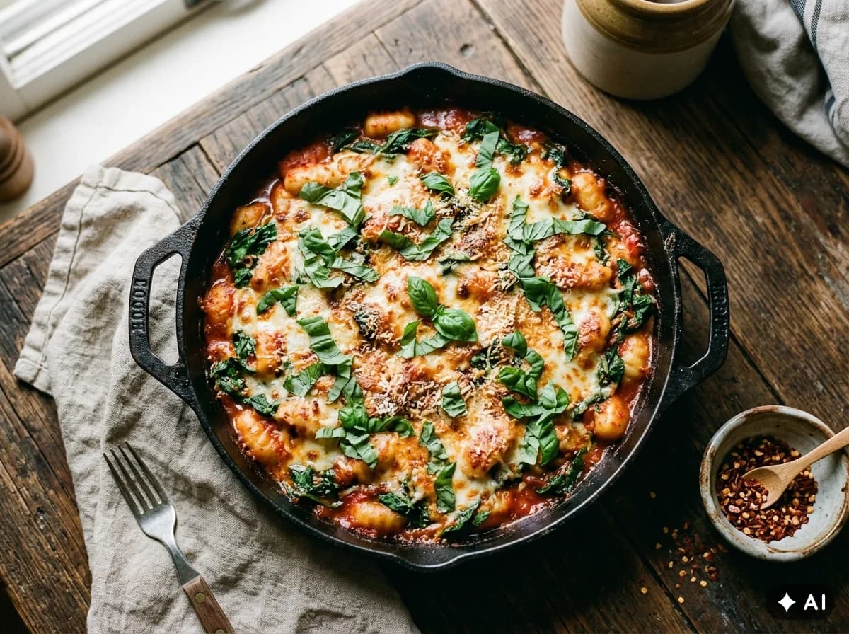 Gnocchi í ofni með tómatsósu og mozzarella