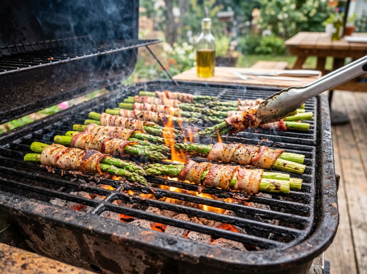 Grillaður aspas með beikoni