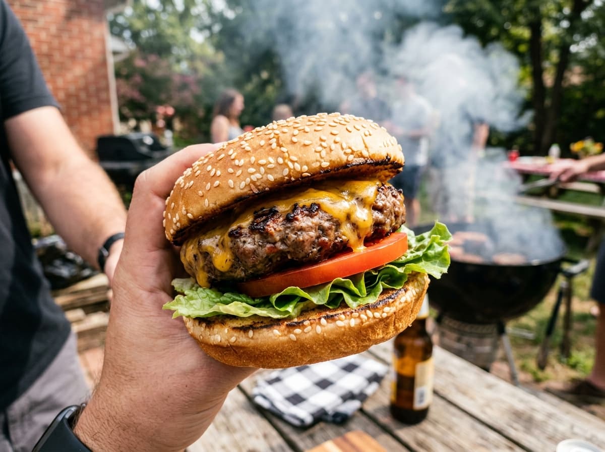 Klassískur grillaður hamborgari